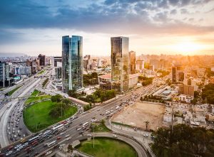 Lima panoramic view at the sunset