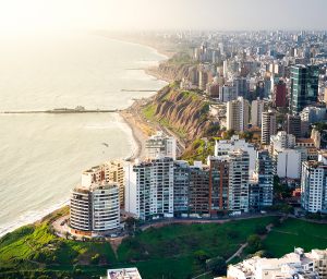 Lima, Aerial view of Miraflores town